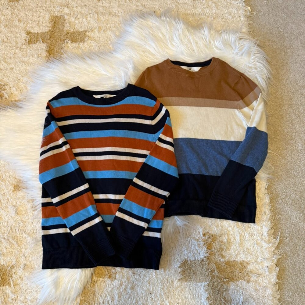 H&M Blue & Brown Stripe Lightweight Sweater Bundle 6X-7